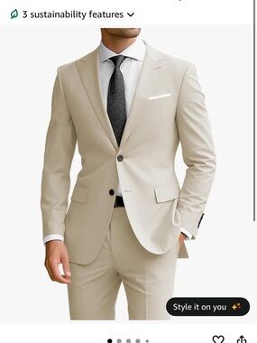 Amazon Men's Slim-Fit Cream Two-Piece Suit